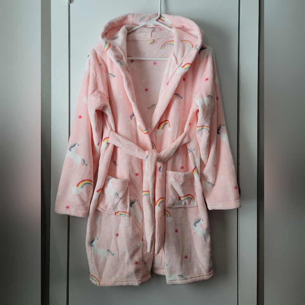 Rainbows & Unicorns hooded pink robe